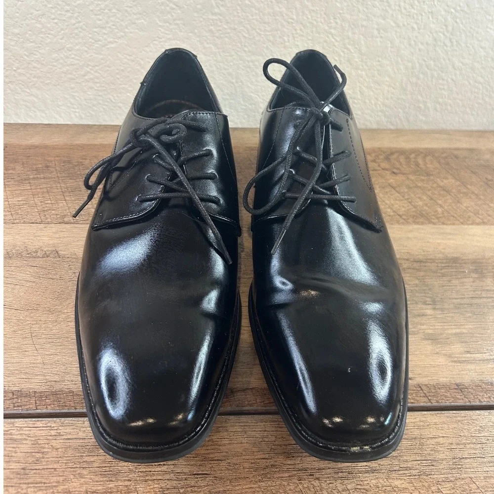 Stacy Adams Mens Black‎ Plain Toe Derby Dress Shoes 20144-001 Size 12M